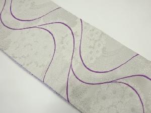 アンティーク　流水に菊・牡丹模様織り出し袋帯（材料）